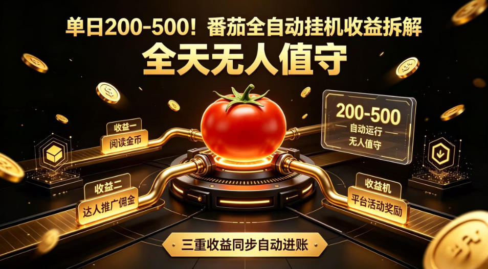 单日200-500！番茄全自动挂G收益拆解，全天无人值守，矩阵操作收益翻倍【揭秘】-超级会员网