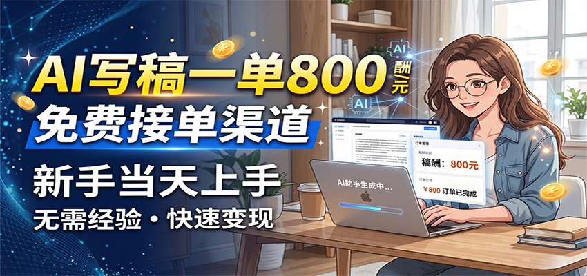 AI写稿一单800，免费接单渠道，一单一结几十到上千，新手当天上手-超级会员网