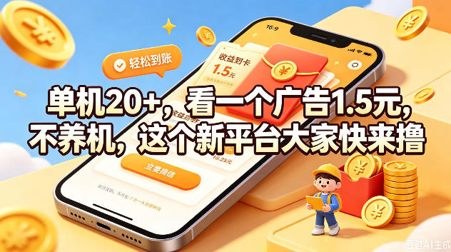 单机20+，看一个广告1.5米，不养机，这个新平台大家快来撸【揭秘】-超级会员网