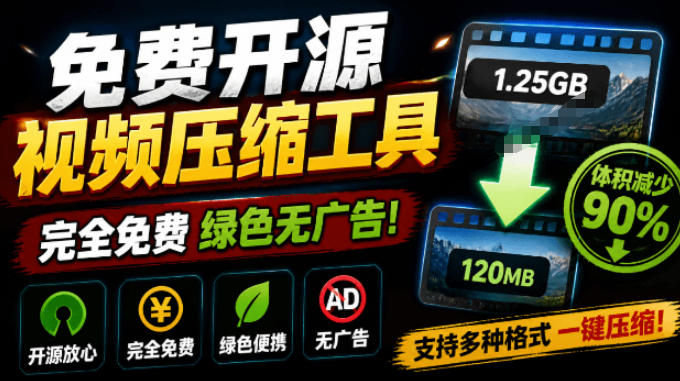 Github开源视频压缩瘦身工具，轻松压缩90%，并保持画质清晰，完全免费绿色无广告！VideoSlim-超级会员网