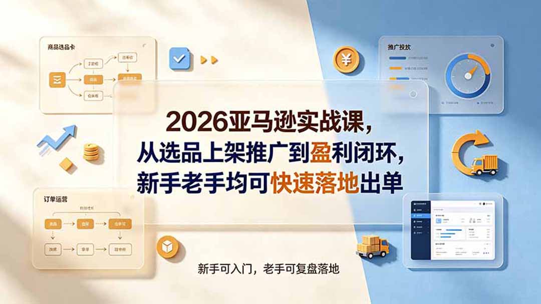 2026亚马逊实战课，从选品上架推广到盈利闭环，新手老手均可快速落地出单-超级会员网