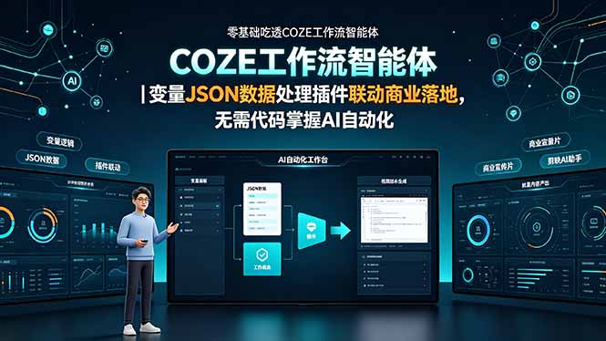 零基础吃透COZE工作流智能体｜变量JSON数据处理插件联动商业落地，无需代码掌握AI自动化-超级会员网