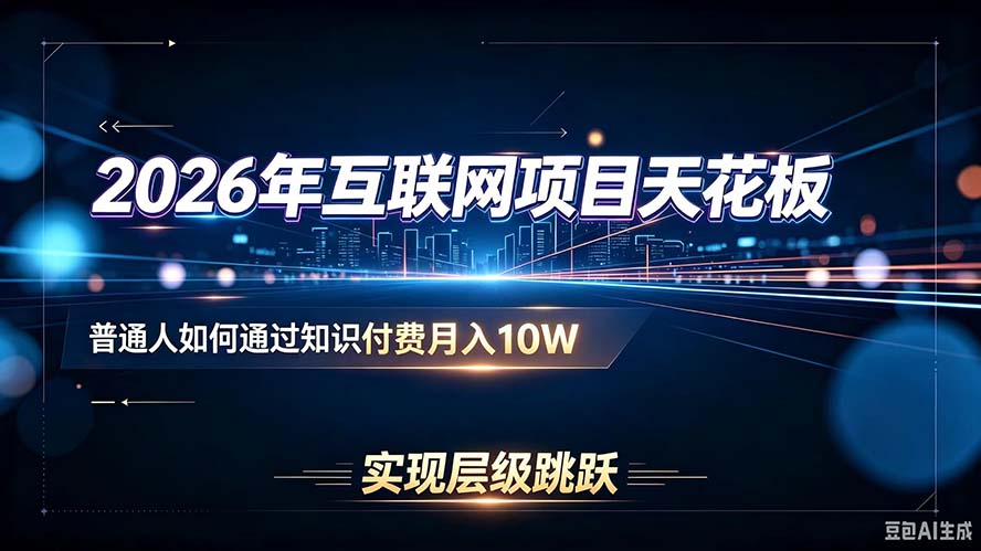 2026年互联网项目天花板：普通人如何通过知识付费月入10W，实现层级跳跃-超级会员网