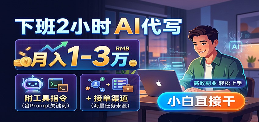 下班2小时AI代写，月入1-3万，附工具指令+接单渠道，小白直接干-超级会员网