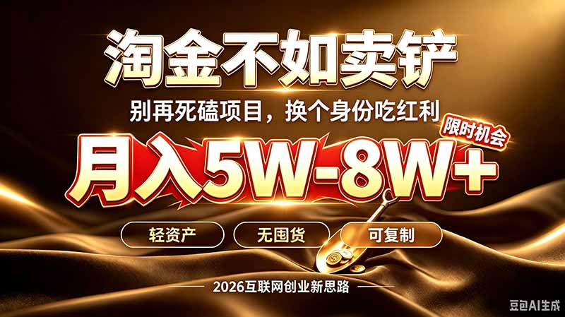 别再傻乎乎埋头跑项目！互联网真正赚钱逻辑：做卖铲人，拒绝当韭菜，逆风翻盘月入5-8W+-超级会员网