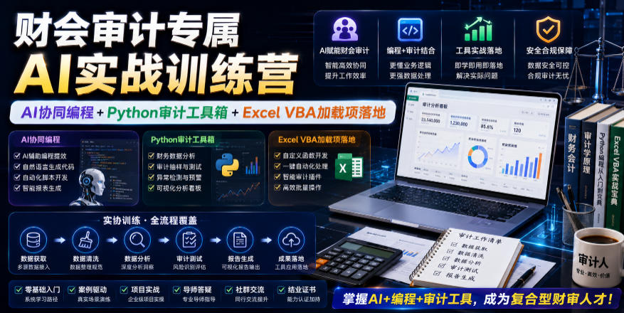 财会审计专属AI实战训练营｜AI协同编程+Python审计工具箱+Excel VBA加载项落地(更新0816)-超级会员网