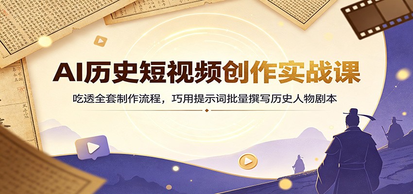 AI历史短视频创作实战课：吃透全套制作流程，巧用提示词批量撰写历史人物剧本-超级会员网