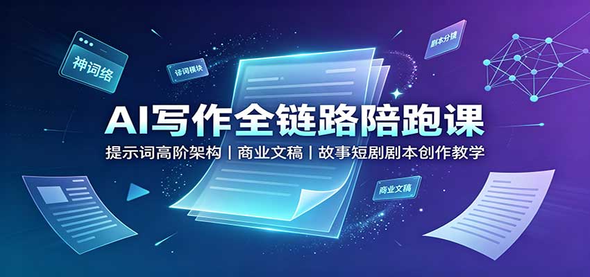 AI写作全链路陪跑课：提示词高阶架构，商业文稿，故事短剧剧本创作教学-超级会员网