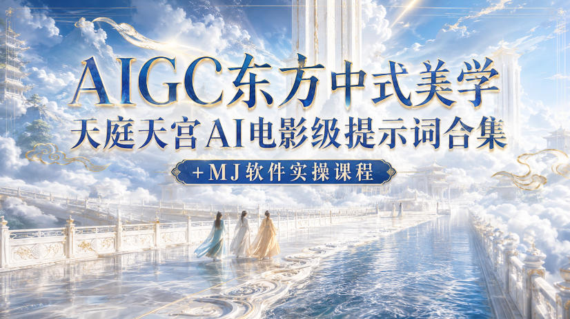 AIGC东方中式美学天庭天宫AI电影级提示词合集+MJ软件实操课程-超级会员网