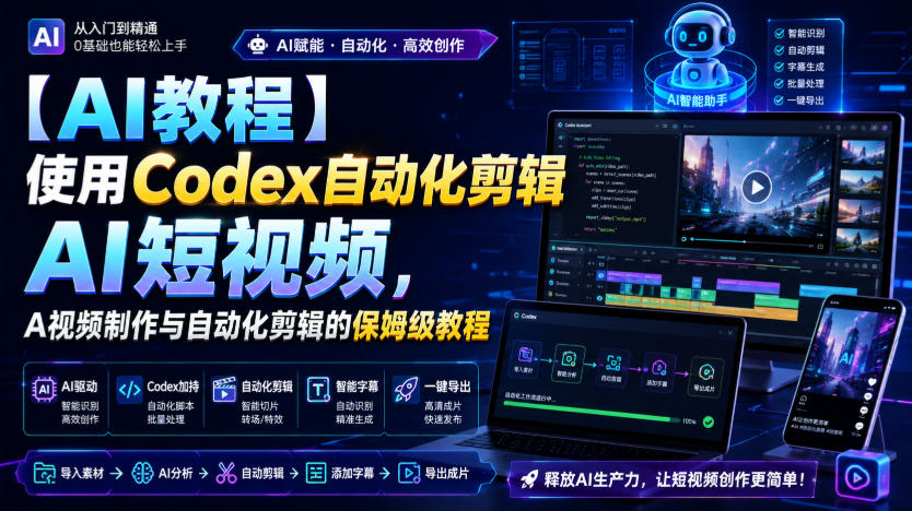 【AI教程】使用Codex自动化剪辑AI短视频，AI视频制作与自动化剪辑的保姆级教程-超级会员网