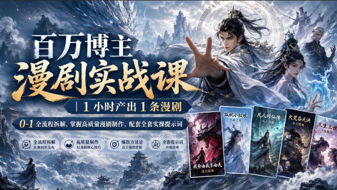 百万博主漫剧实战课｜1小时产出1条漫剧，0‑1全流程拆解，掌握高质量漫剧制作，配套全套实操提示词-超级会员网