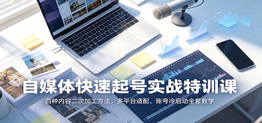 自媒体快速起号实战特训课：四种内容二次加工方法，多平台适配，账号冷启动全套教学-超级会员网