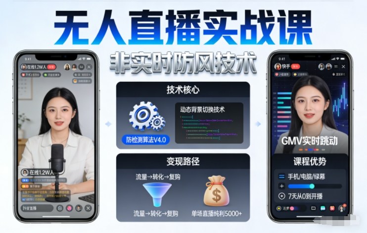 宝子哥无人直播实战课，非实时防风技术，聚焦抖音快手等平台直播带货，轻松开启直播变现之路(更新2026年08月06日)-超级会员网