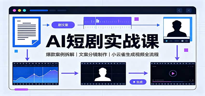 AI短剧实战课：爆款案例拆解，文案分镜制作，小云雀生成视频全流程-超级会员网