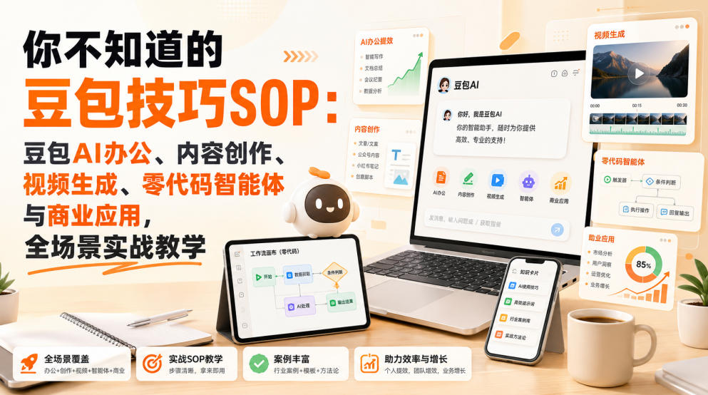 你不知道的豆包技巧SOP：豆包AI办公、内容创作、视频生成、零代码智能体与商业应用，全场景实战教学-超级会员网