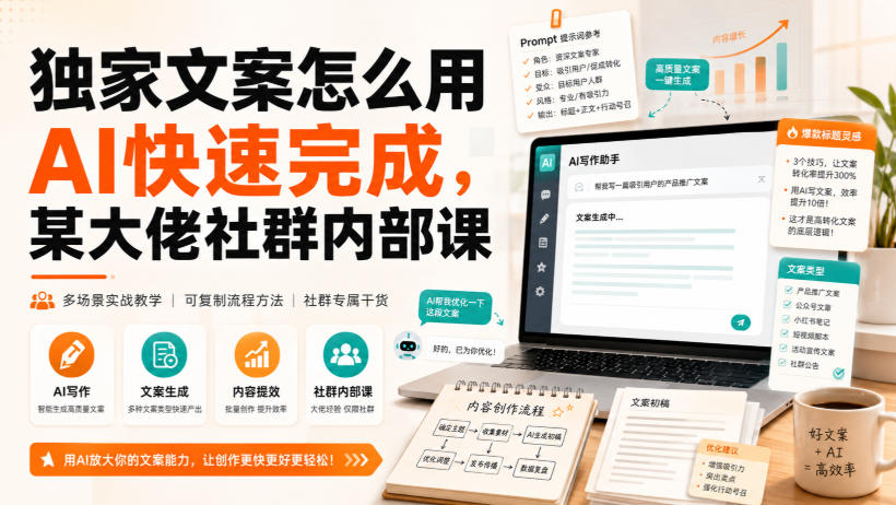 独家文案怎么用AI快速完成，某大佬社群内部课-超级会员网