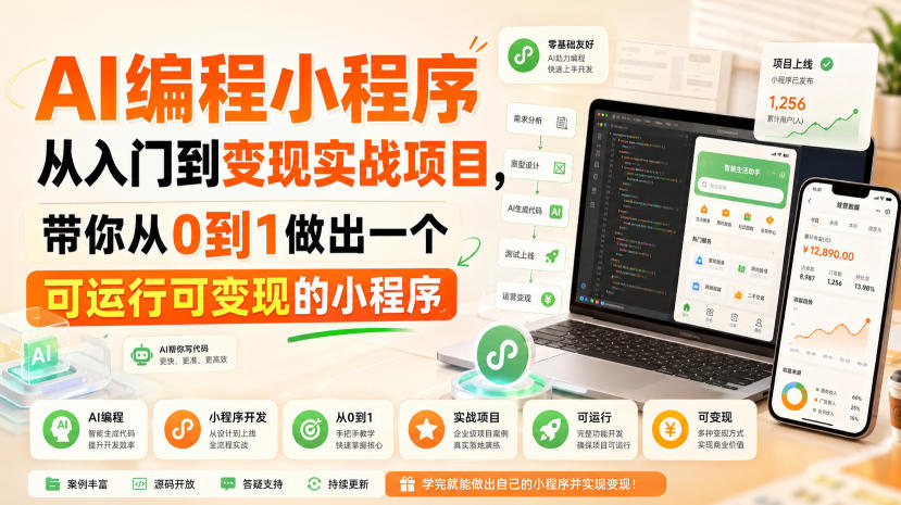 AI编程小程序从入门到变现实战项目，带你从0到1做出一个可运行可变现的小程序-超级会员网