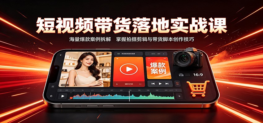 短视频带货落地实战课：海量爆款案例拆解，掌握拍摄剪辑与带货脚本创作技巧-超级会员网