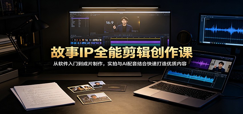 故事IP全能剪辑创作课：从软件入门到成片制作，实拍与AI配音结合快速打造优质内容-超级会员网