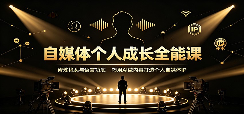 自媒体个人成长全能课：修炼镜头与语言功底，巧用AI做内容打造个人自媒体IP-超级会员网