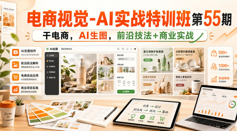 电商视觉-AI实战特训班第55期，干电商，AI生图，前沿技法+商业实战-超级会员网