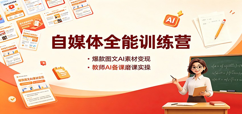 自媒体全能训练营：爆款图文AI素材变现，教师AI备课磨课实操-超级会员网