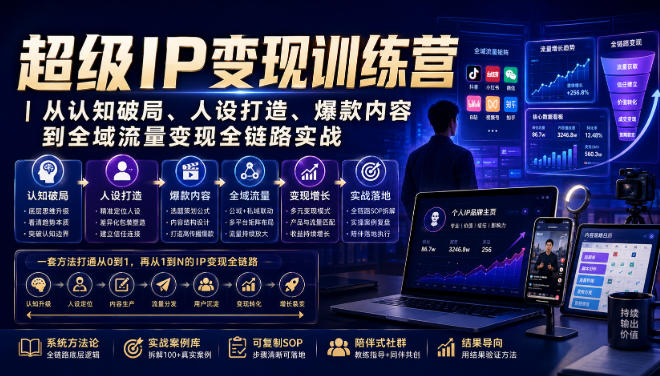 超级IP变现训练营｜从认知破局、人设打造、爆款内容到全域流量变现全链路实战-超级会员网