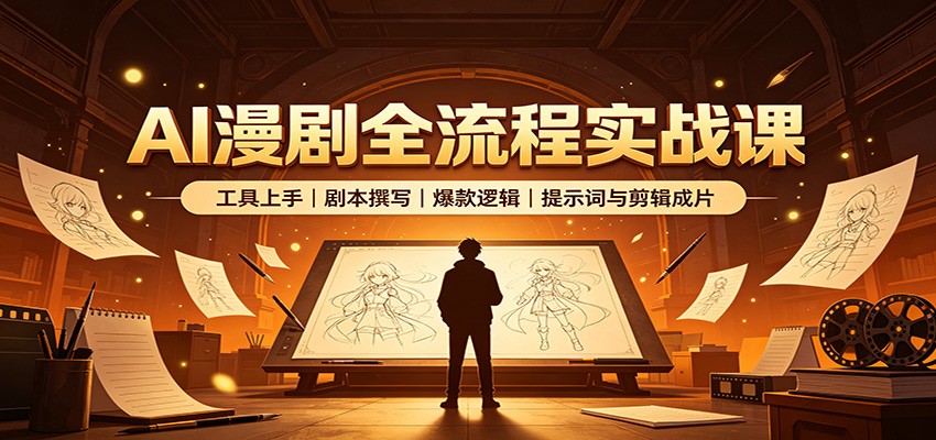 AI漫剧全流程实战课：工具上手、剧本撰写、爆款逻辑、提示词与剪辑成片-超级会员网