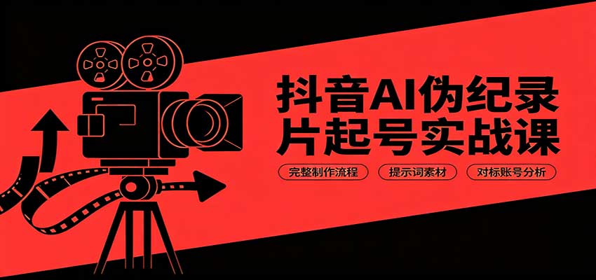 抖音AI伪纪录片起号实战课：完整制作流程，提示词素材，对标账号分析-超级会员网