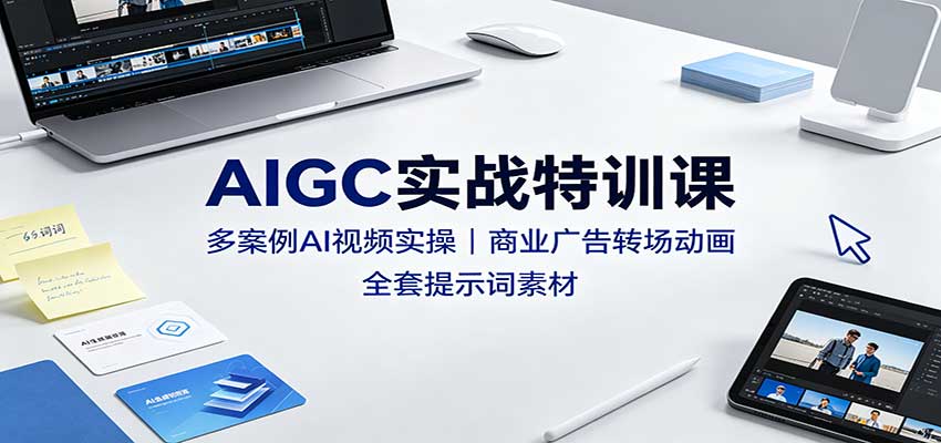 AIGC实战特训课：多案例AI视频实操，商业广告转场动画，全套提示词素材-超级会员网