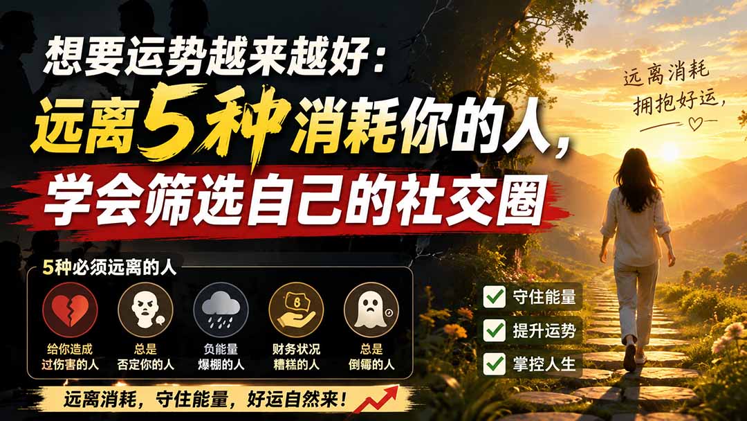 付费文章：想要运势越来越好：远离5种消耗你的人，学会筛选自己的社交圈-超级会员网