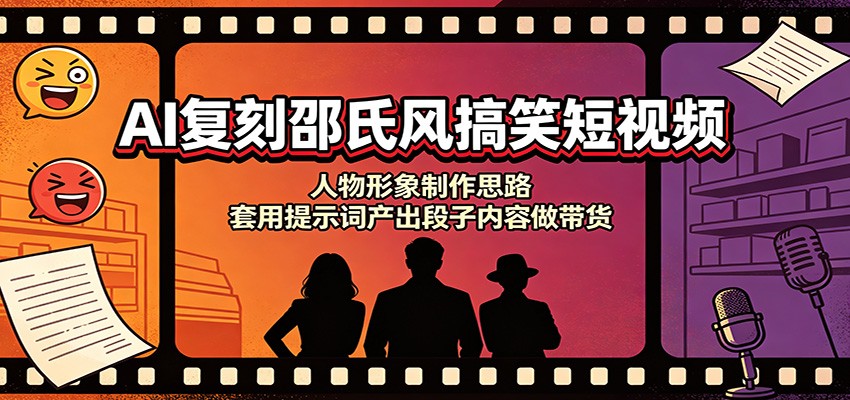 AI复刻邵氏风搞笑短视频：人物形象制作思路，套用提示词产出段子内容做带货-超级会员网