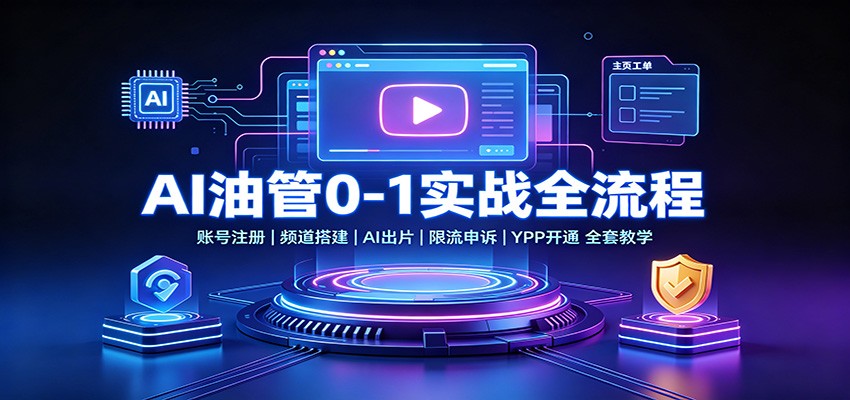 AI油管0-1实战：账号注册频道搭建，AI出片，限流申诉，YPP开通全套教学-超级会员网