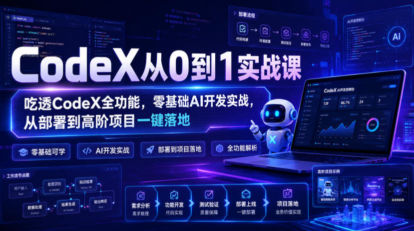 CodeX从0到1实战课，吃透CodeX全功能，零基础AI开发实战，从部署到高阶项目一键落地-超级会员网