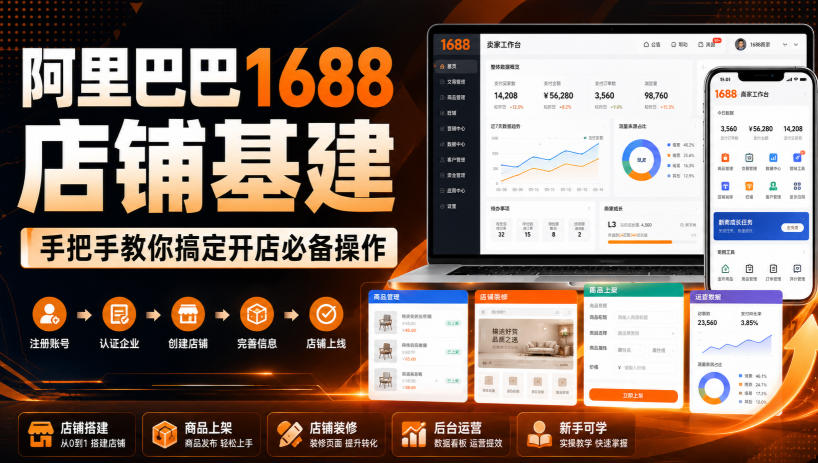 阿里巴巴1688店铺基建，手把手教你搞定开店必备操作(更新8月)-超级会员网