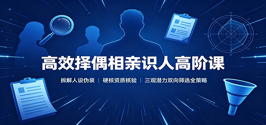 高效择偶相亲识人高阶课：拆解人设伪装，硬核资质核验，三观潜力双向筛选全策略-超级会员网