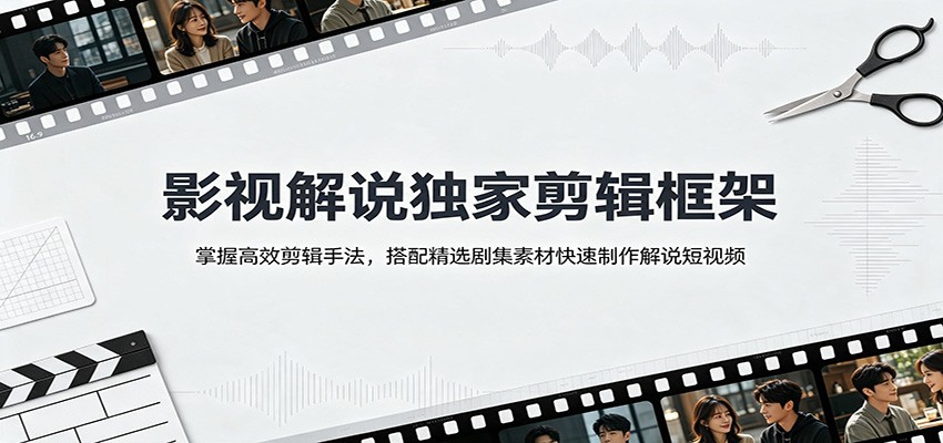 影视解说独家剪辑框架：掌握高效剪辑手法，搭配精选剧集素材快速制作解说短视频-超级会员网