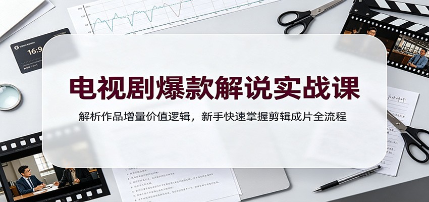 电视剧爆款解说实战课：解析作品增量价值逻辑，新手快速掌握剪辑成片全流程-超级会员网