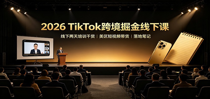 2026 TikTok跨境掘金线下课：线下两天培训干货，美区短视频带货落地笔记-超级会员网