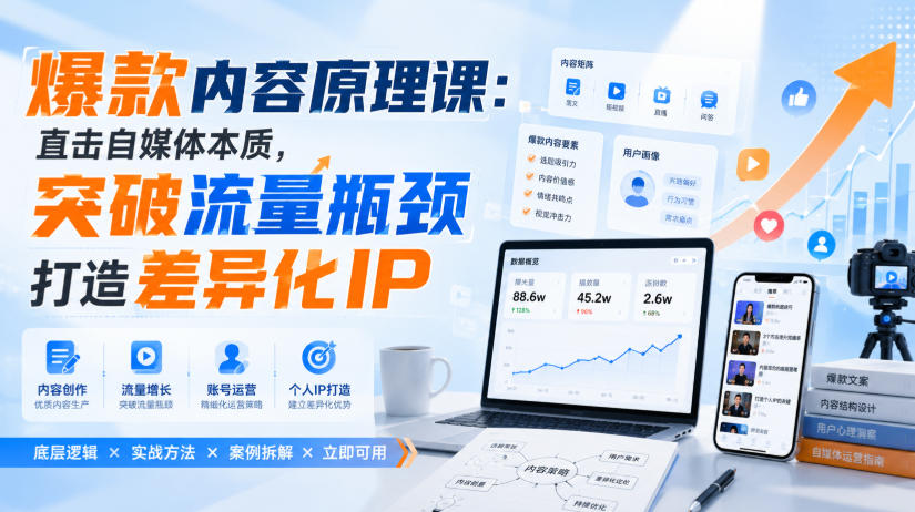 爆款内容原理课：直击自媒体本质，突破流量瓶颈打造差异化IP-超级会员网