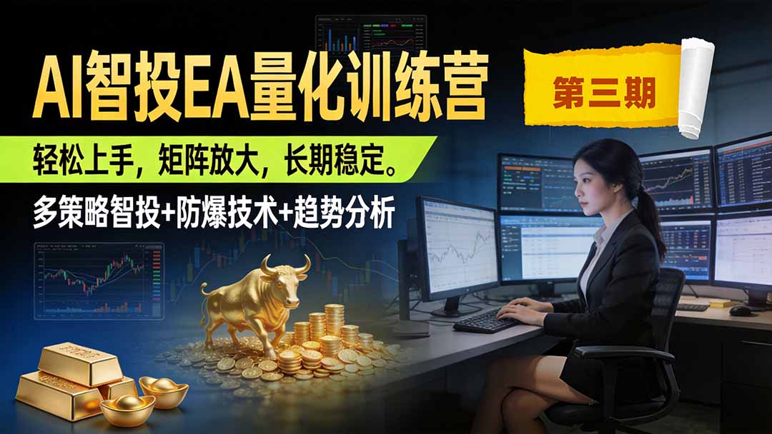 AI智投EA量化训练营第三期，多策略智投+防爆技术+趋势分析 ，小白轻松上手，矩阵放大，长期稳定，日入500U。-超级会员网