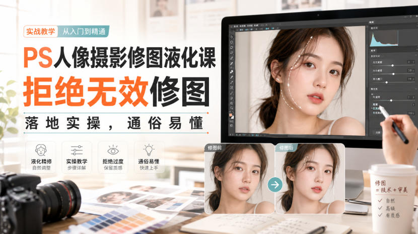 PS人像摄影修图液化课，拒绝无效修图，落地实操，通俗易懂-超级会员网