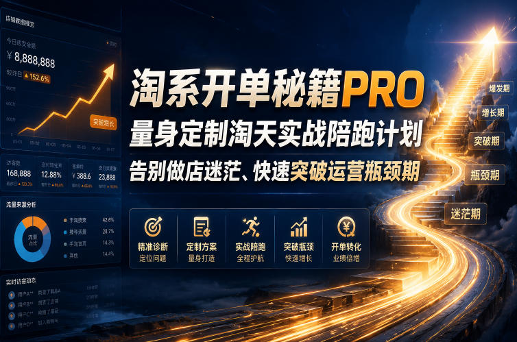 淘系开单秘籍PRO，量身定制淘天实战陪跑计划，告别做店迷茫、快速突破运营瓶颈期(更新260823)-超级会员网