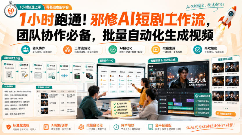 1小时跑通！邪修AI短剧工作流，团队协作必备，批量自动化生成视频-超级会员网