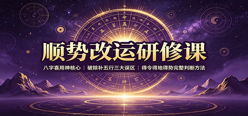 顺势改运研修课：八字喜用神核心，破除补五行三大误区，得令得地得势完整判断方法-超级会员网