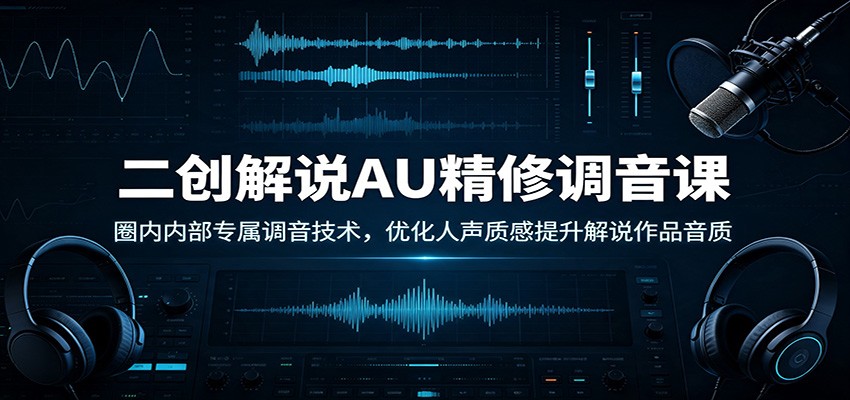 二创解说AU精修调音课：圈内内部专属调音技术，优化人声质感提升解说作品音质-超级会员网