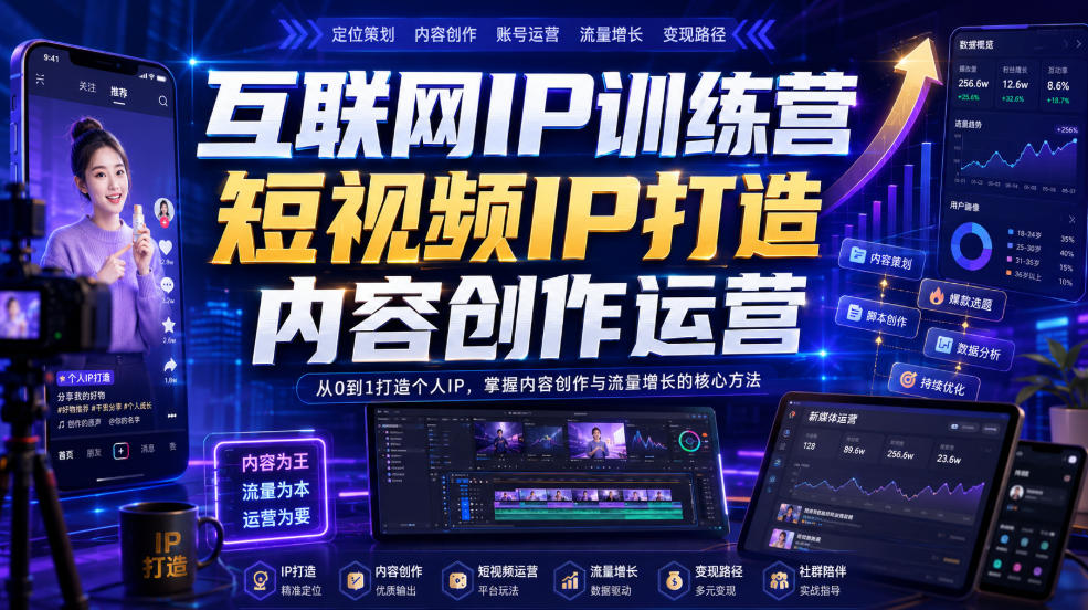互联网IP训练营，短视频IP打造，内容创作运营-超级会员网