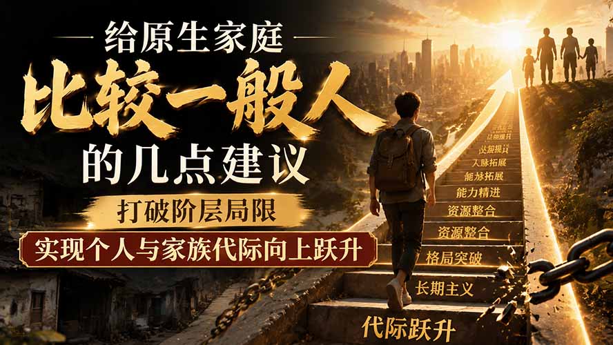 付费文章：给原生家庭比较一般人的几点建议，打破阶层局限，实现个人与家族代际向上跃升-超级会员网