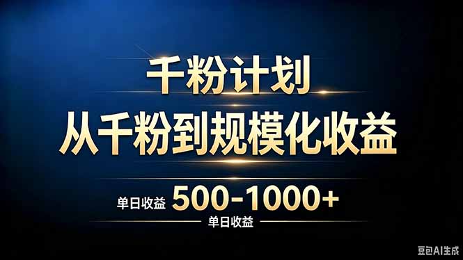 抖音千粉账号计划，从千粉到规模化收益 500-1000+单日收益-超级会员网