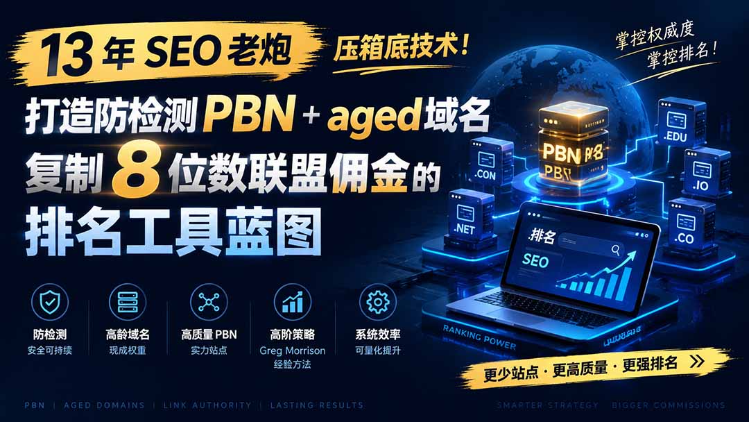 13 年 SEO 老炮压箱底技术！打造防检测 PBN+aged 域名，复制 8 位数联盟佣金的排名工具蓝图【原创双语字幕】-超级会员网